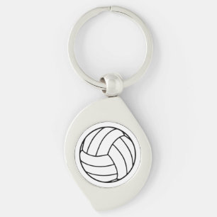 Black/White Volleyball Ball on White Key Ring
