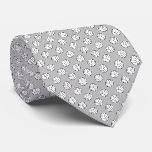 Black White Volleyball Balls on Matte Silver Tie