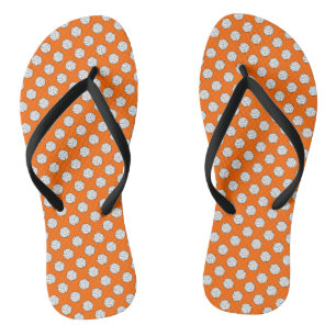 Black White Volleyball Balls on Orange Jandals