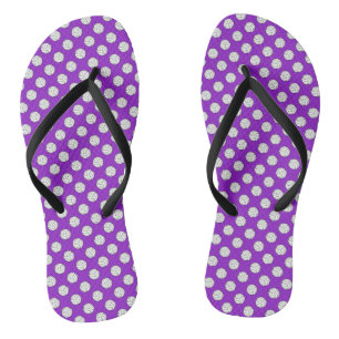Black White Volleyball Balls on Purple Jandals
