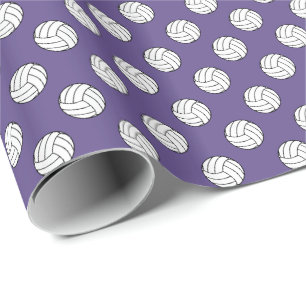 Black/White Volleyball Balls on Ultra Violet Wrapping Paper