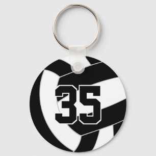 Black white volleyball team colours key ring