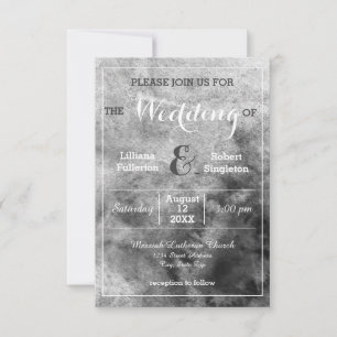 Black/White Watercolor - 3x5 Wedding Invitation
