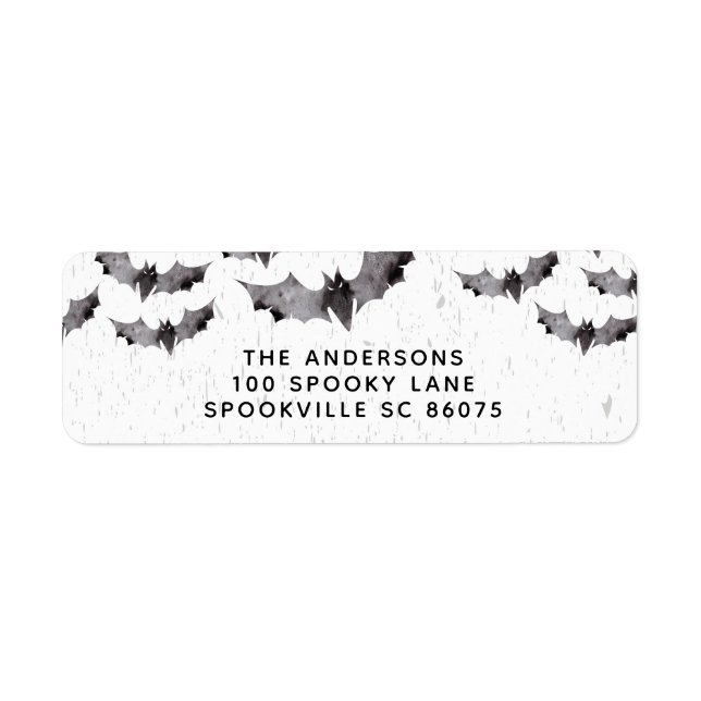 Black & White Watercolor Bats Halloween (Front)