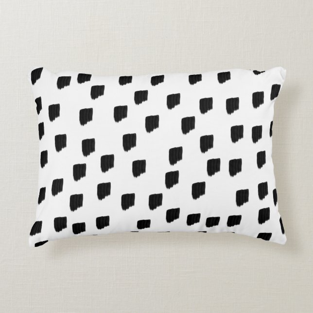 Black & White Watercolor Brushstroke  Decorative Cushion (Front)