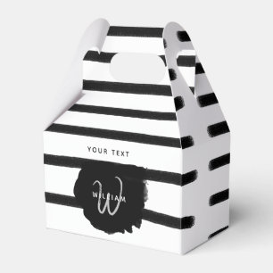 Black & White Watercolor Hand Drawn Lines  Favour Box