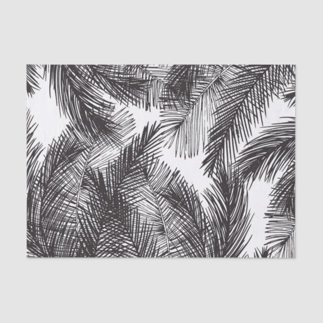 Black white watercolor hand painted palm trees tissue paper (Front)