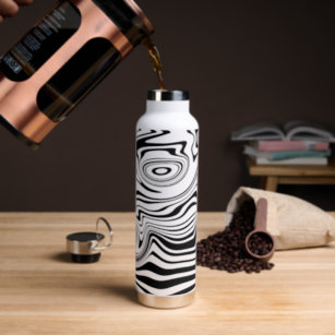 Black White Waves Modern Design Your Colours Water Bottle