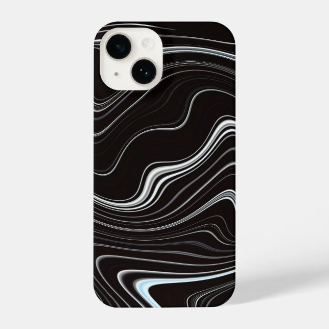 Black & White Wavy Abstraction iPhone Case (Back)