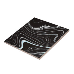 Black & White Wavy Abstraction Tile