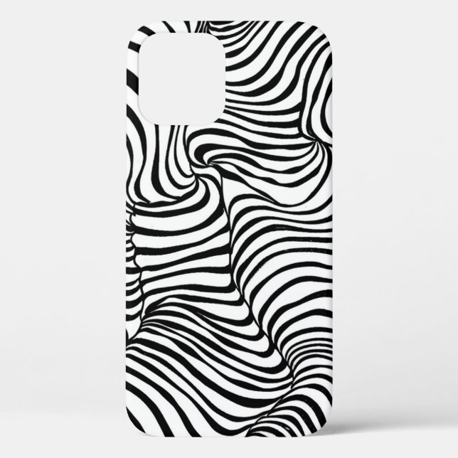 Black White Wavy Lines Abstract Zebra Case-Mate iPhone Case (Back)