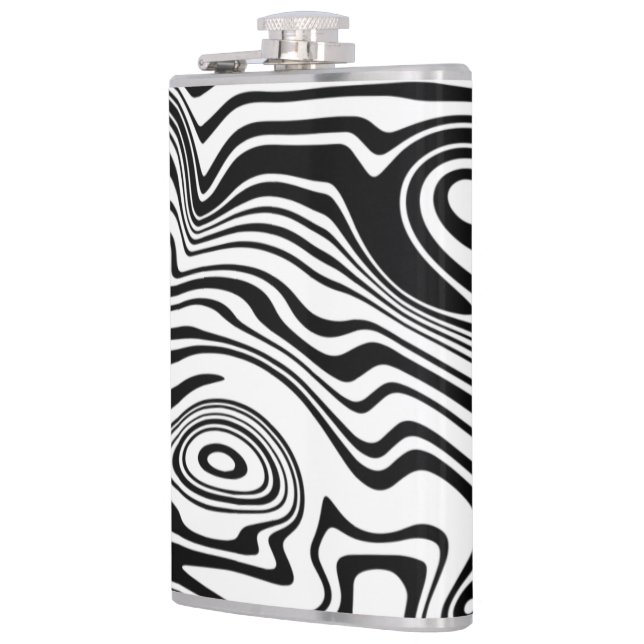 Black White Wavy Striped Flask or Choose Colour (Left)