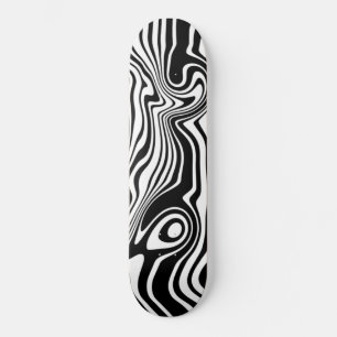 Black White Wavy Striped Skateboard Custom Colour
