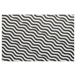 Black White Wavy Stripes Fabric