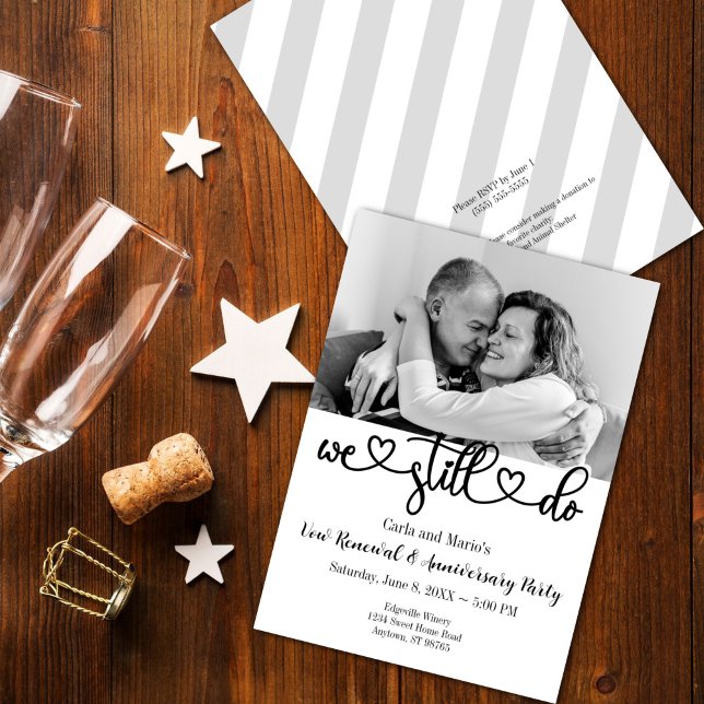 Black & White We Still Do Vow Renewal/Anniversary Invitation (Black and White We Still Do Vow Renewal/Anniversary Invitation)