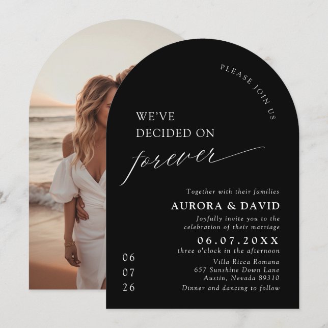 Black & White We’ve Decided On Forever Wedding Invitation (Front/Back)