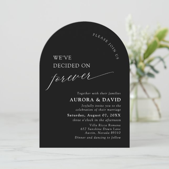 Black & White We’ve Decided On Forever Wedding Invitation (Standing Front)