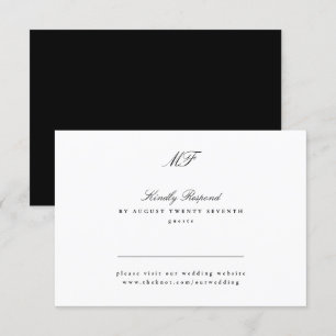 Black White Website Traditional Monogram Classic RSVP Card