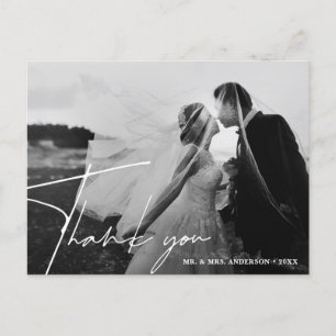 Black & White Wedding 2 Photo Thank You Postcard