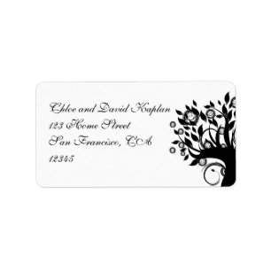 Black White Wedding Address Label Tree