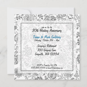 Black & White Wedding Anniversary Invitations