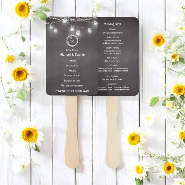 Black White Wedding Chalkboard Hand Fan (Creator Uploaded)