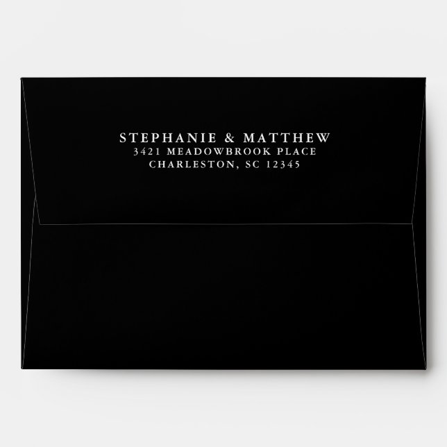 Black & White Wedding Chic Return Address Elegant Envelope (Back (Top Flap))