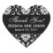 Black White Wedding Damask Thank You Label