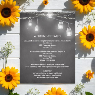 Black White Wedding Details Mason Jar Enclosure Card