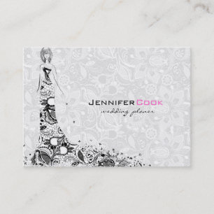 Black & White Wedding Dress & Vintage Lace Business Card