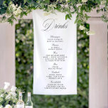 Black & White Wedding Drinks Bar Menu Banner<br><div class="desc">This elegant wedding drinks sign features a refined sage green script paired with classic serif lettering on a soft neutral background. Organised by champagne, prosecco, wine, beer, cocktails, and non-alcoholic options, this sign adds both charm and clarity to your bar setup. Perfect for garden weddings, formal outdoor receptions, or timeless...</div>