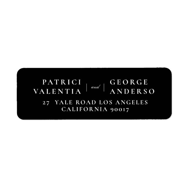 black white wedding envelope return address labels (Front)