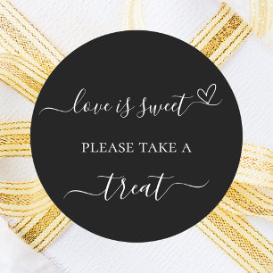 Black white wedding favour treat classic round sticker