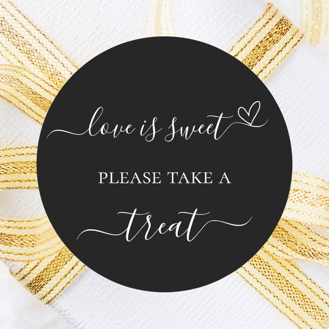 Black white wedding favour treat classic round sticker (Creator Uploaded)