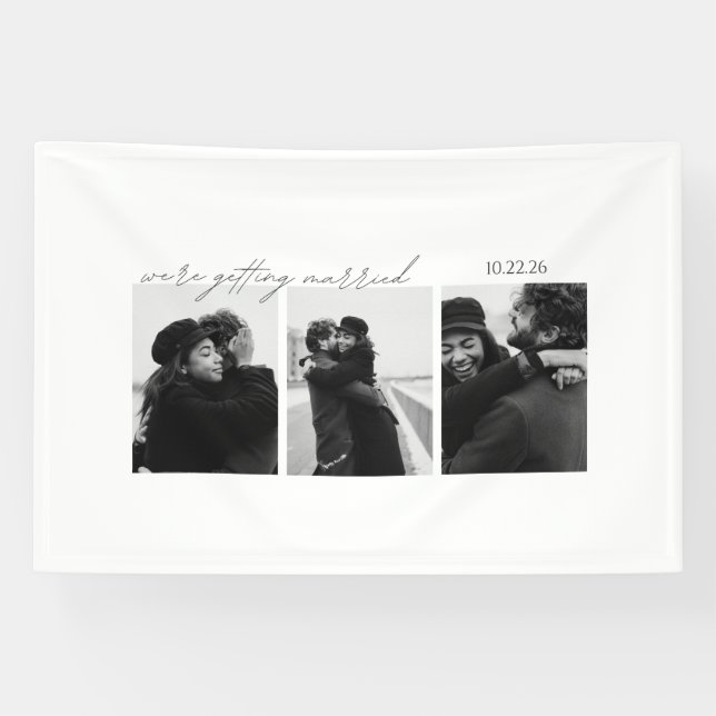 Black & White Wedding Invitation Banner – Romantic (Horizontal)