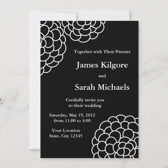 Black & White Wedding Invitations or Announcements (Front)