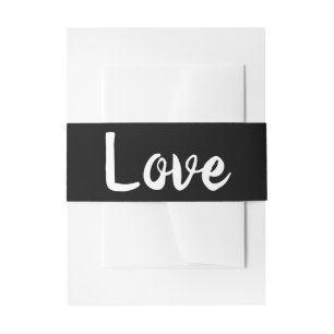 Black White Wedding Love Modern Trendy Elegant Invitation Belly Band