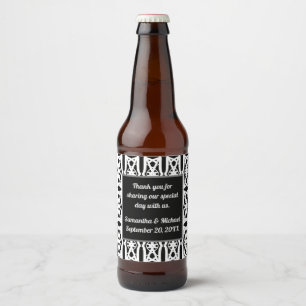 Black White Wedding Modern Guest Thank You Beer Bottle Label