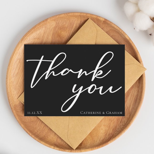 Black White Wedding Personalised Minimalist Thank You Card (Creator Uploaded)