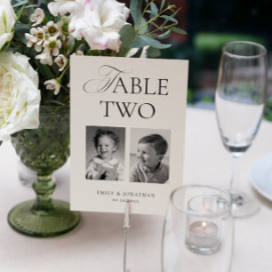 Black White Wedding Photo Bride & Groom Table Card