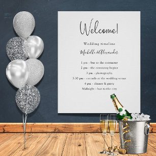 Black white wedding program details poster