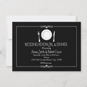Black & White Wedding Rehearsal Dinner Invitation