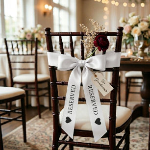 Black & White wedding Reserved Satin Ribbon