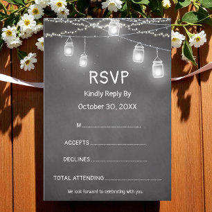 Black White Wedding Response RSVP Chalkboard
