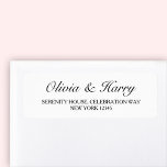 Black White Wedding Return Address Labels<br><div class="desc">Wedding return address labels in elegant white with chic black script. Easily add your custom name(s) and address.</div>