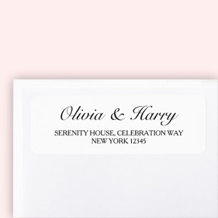 Black White Wedding Return Address Labels