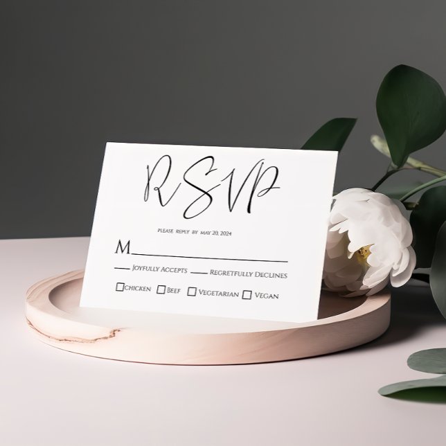 Black White Wedding RSVP Card (Creator Uploaded)