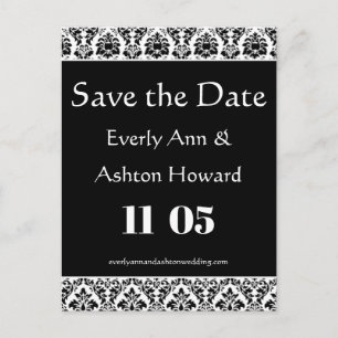 Black & White Wedding Save the Date  Invitation Postcard