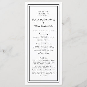 Black & White Wedding Service Ceremony Minimalist Programme