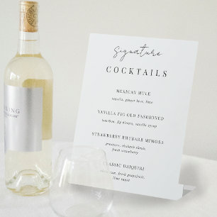 Black & White Wedding Signature Cocktail Menu Sign
